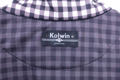 Kolwin(コルウィン) 半袖ハーフジップシャツ 白黒チェック レディース L A