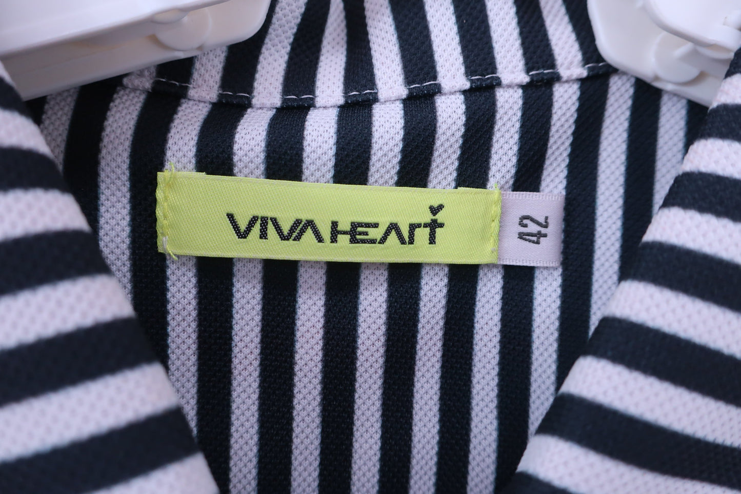 VIVA HEART(ビバハート) ポロシャツ 白黒ストライプ レディース 42 A