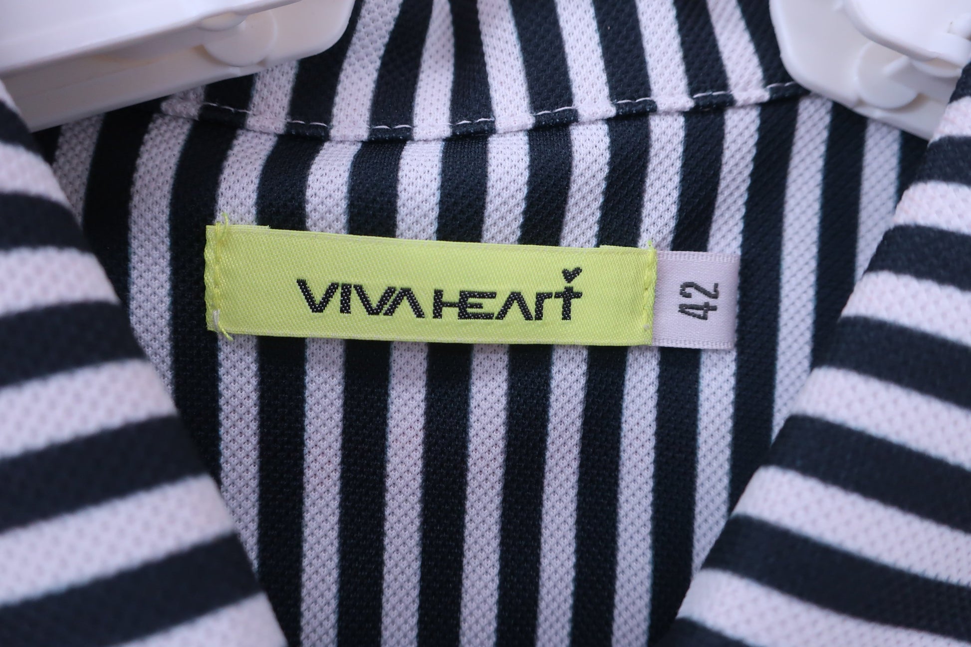 VIVA HEART(ビバハート) ポロシャツ 白黒ストライプ レディース 42 A