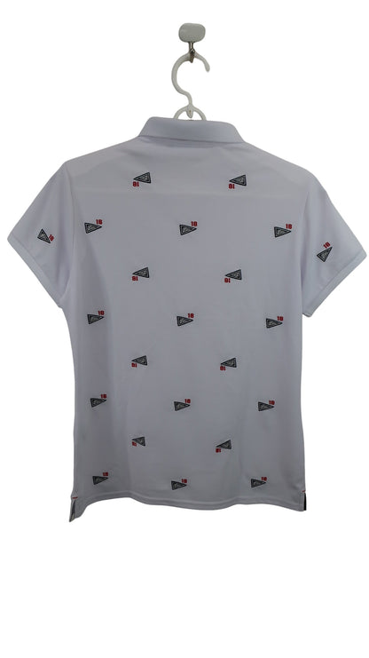 FILA GOLF(フィラゴルフ) ポロシャツ 白ネイビー総柄 レディース L A