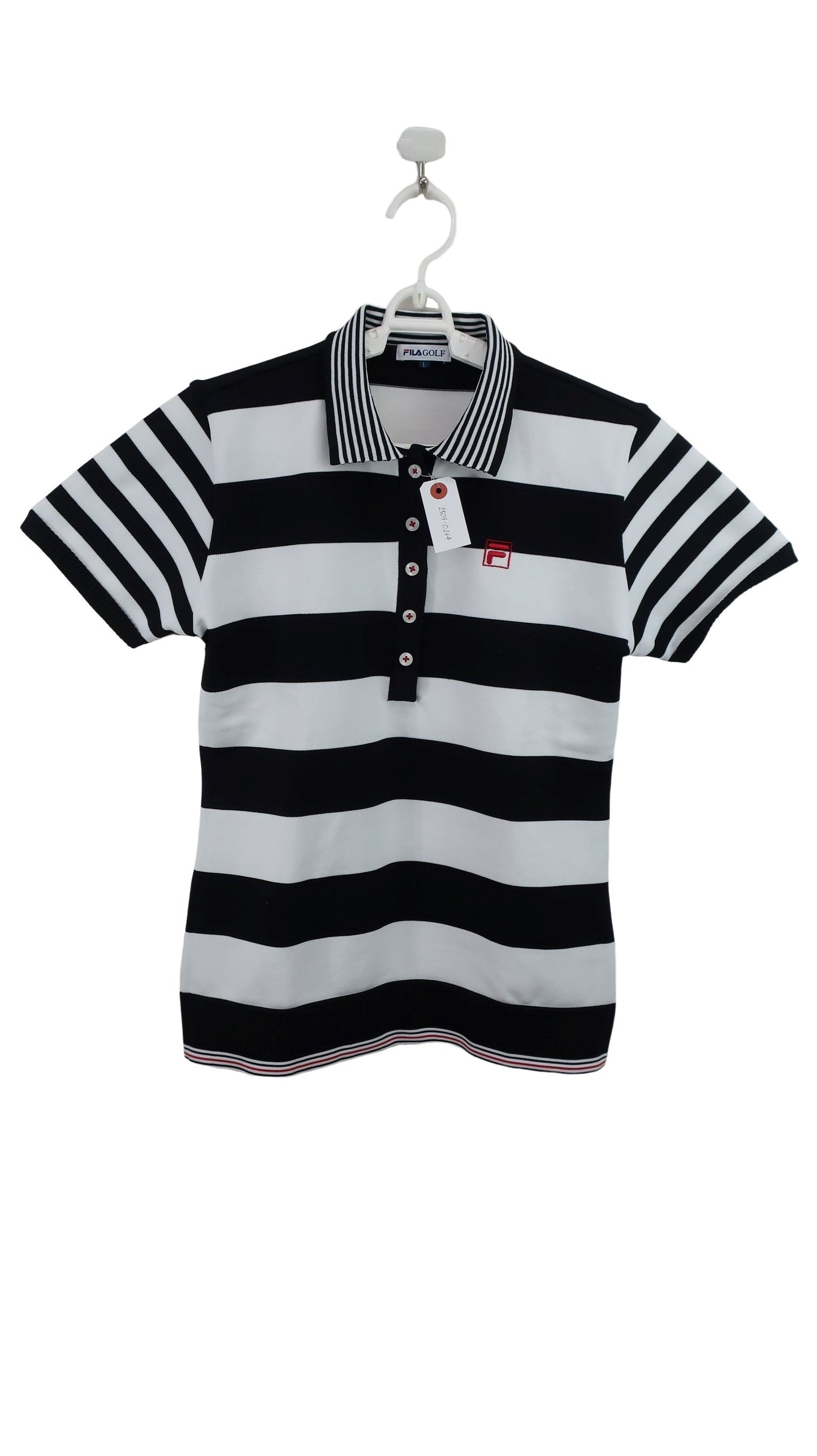 FILA GOLF(フィラゴルフ) ポロシャツ 白黒ボーダー レディース L A