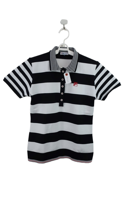 FILA GOLF(フィラゴルフ) ポロシャツ 白黒ボーダー レディース L A
