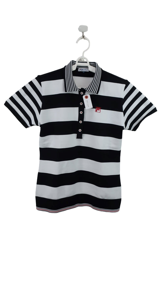 FILA GOLF(フィラゴルフ) ポロシャツ 白黒ボーダー レディース L A