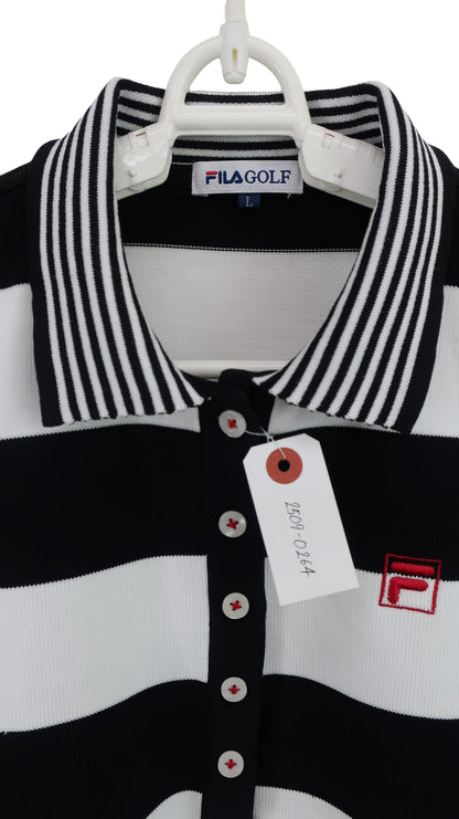 FILA GOLF(フィラゴルフ) ポロシャツ 白黒ボーダー レディース L A