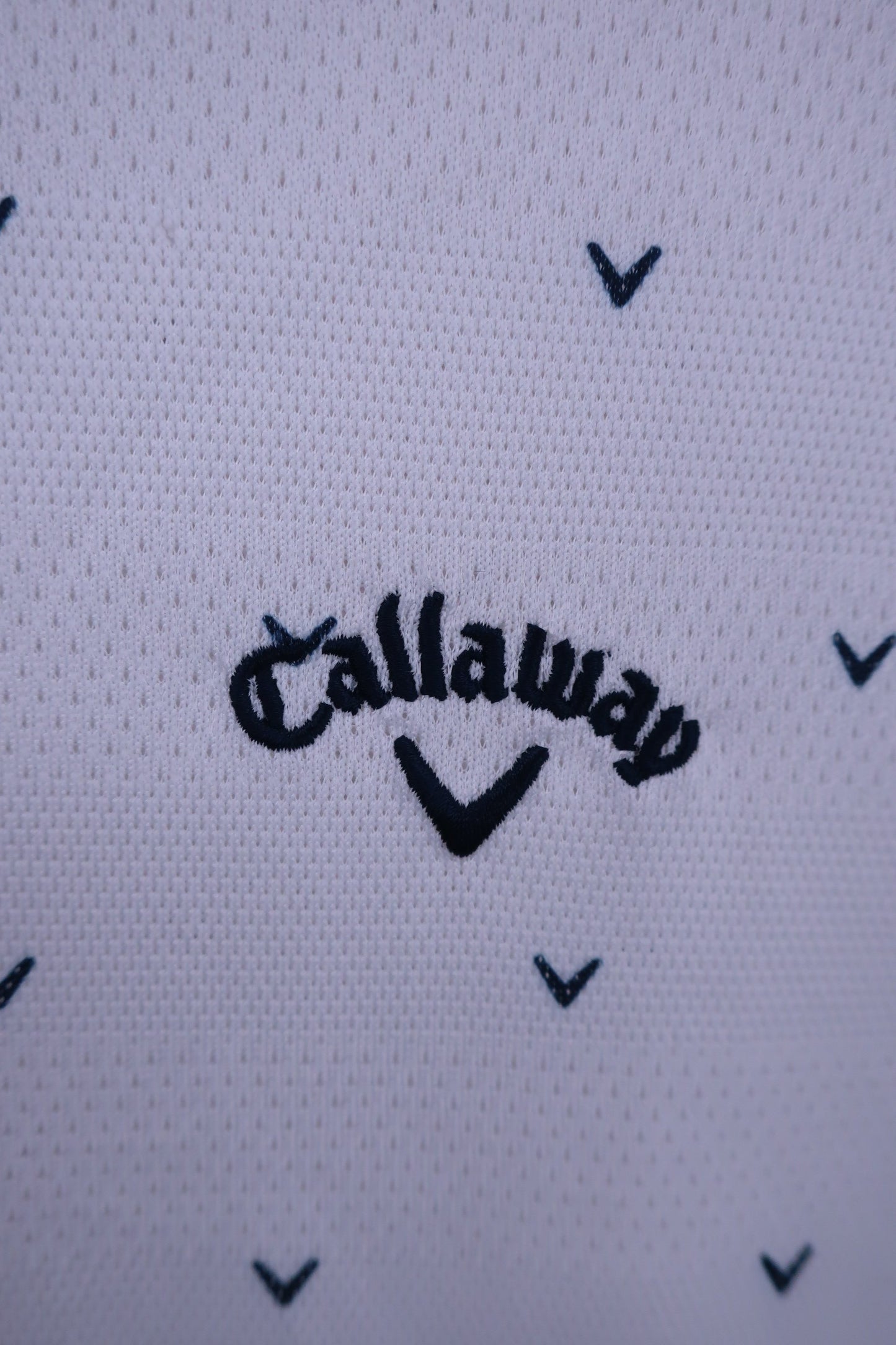 Callaway(キャロウェイ) ポロシャツ 白ネイビーロゴ柄 レディース LL H22134212 A