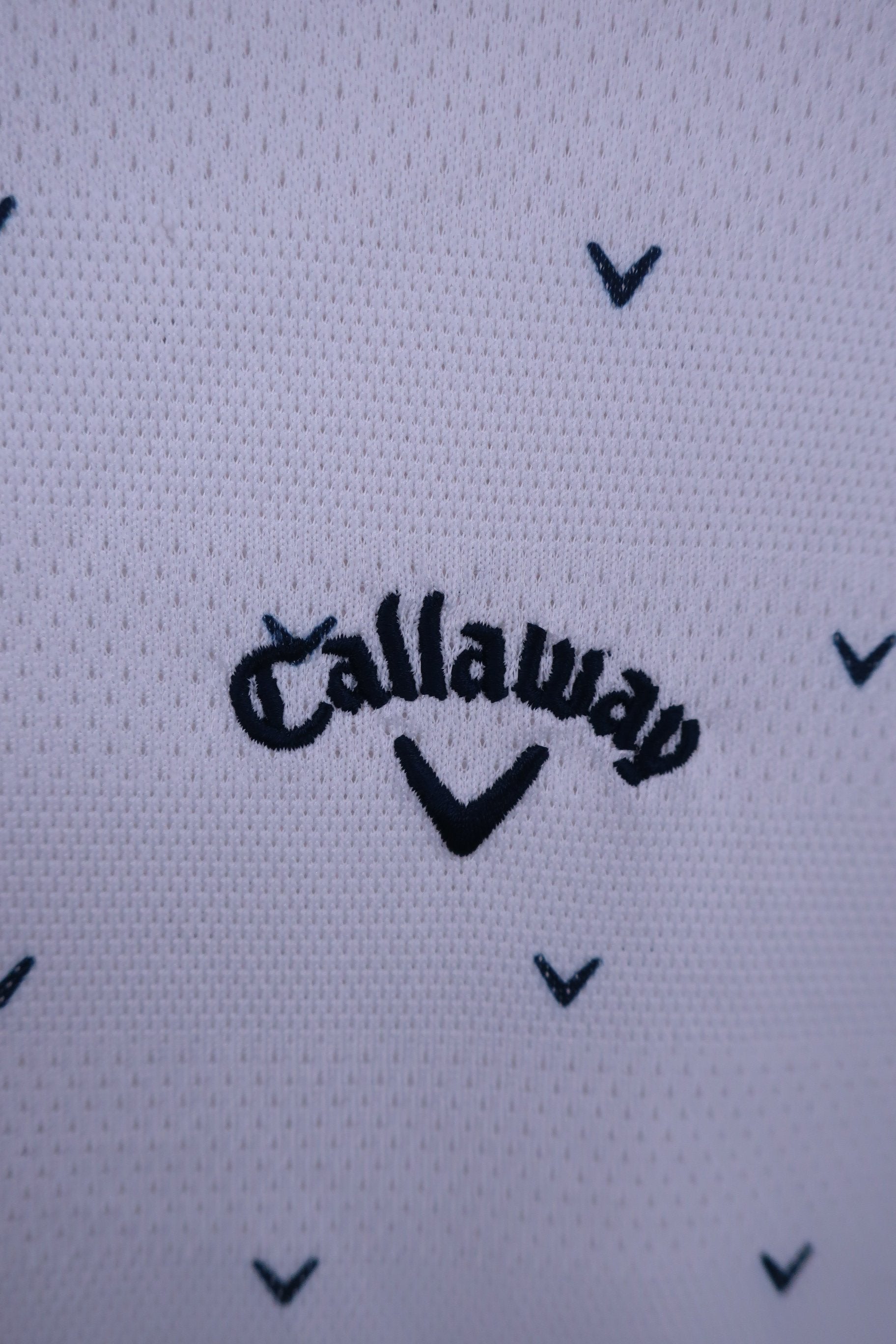 Callaway(キャロウェイ) ポロシャツ 白ネイビーロゴ柄 レディース LL H22134212 A