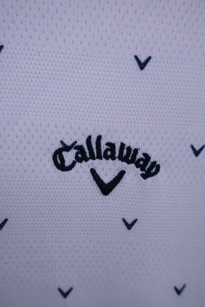 Callaway(キャロウェイ) ポロシャツ 白ネイビーロゴ柄 レディース LL H22134212 A