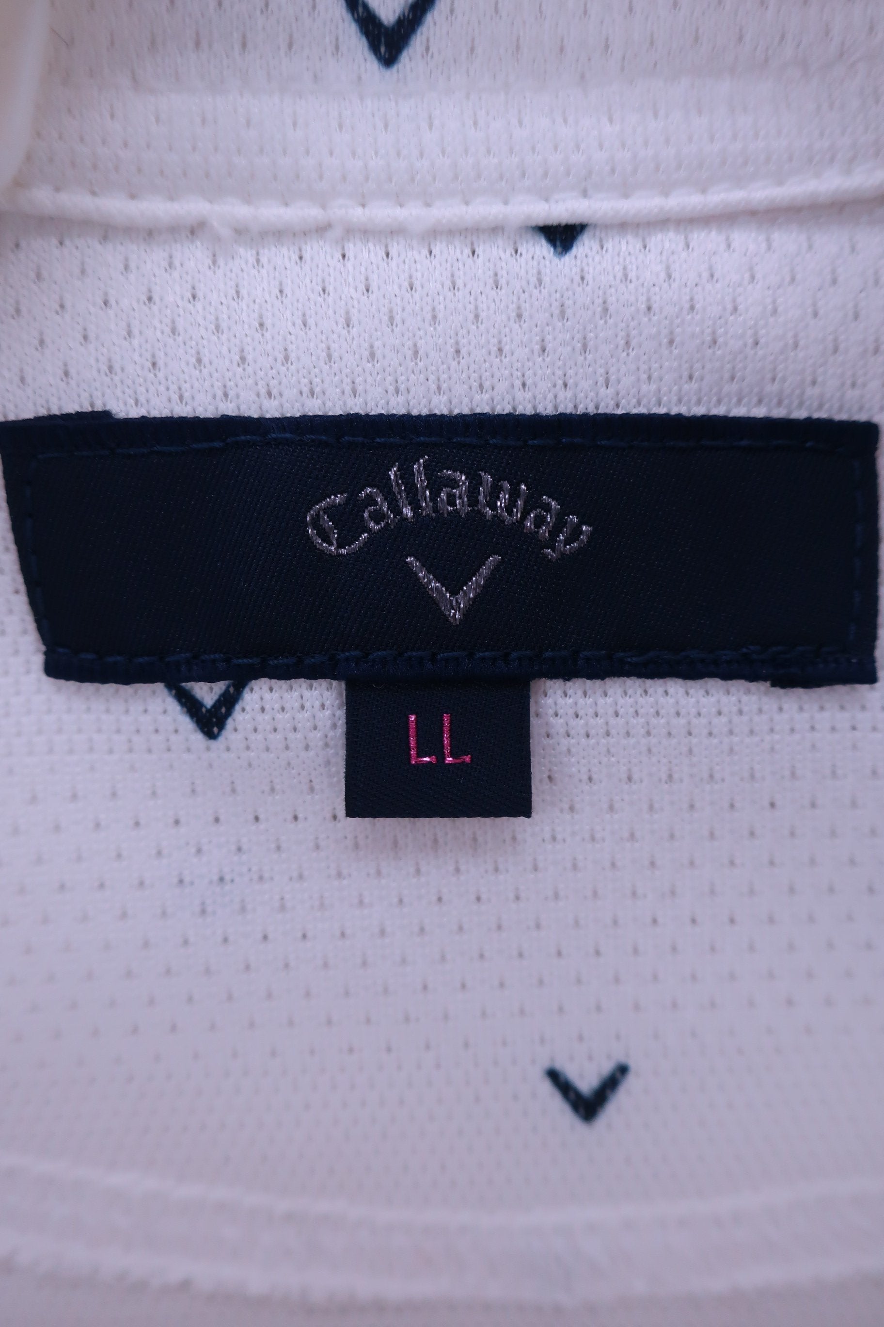 Callaway(キャロウェイ) ポロシャツ 白ネイビーロゴ柄 レディース LL H22134212 A