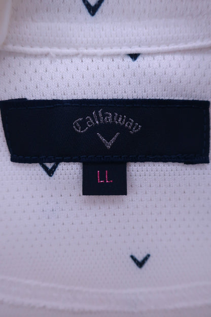 Callaway(キャロウェイ) ポロシャツ 白ネイビーロゴ柄 レディース LL H22134212 A