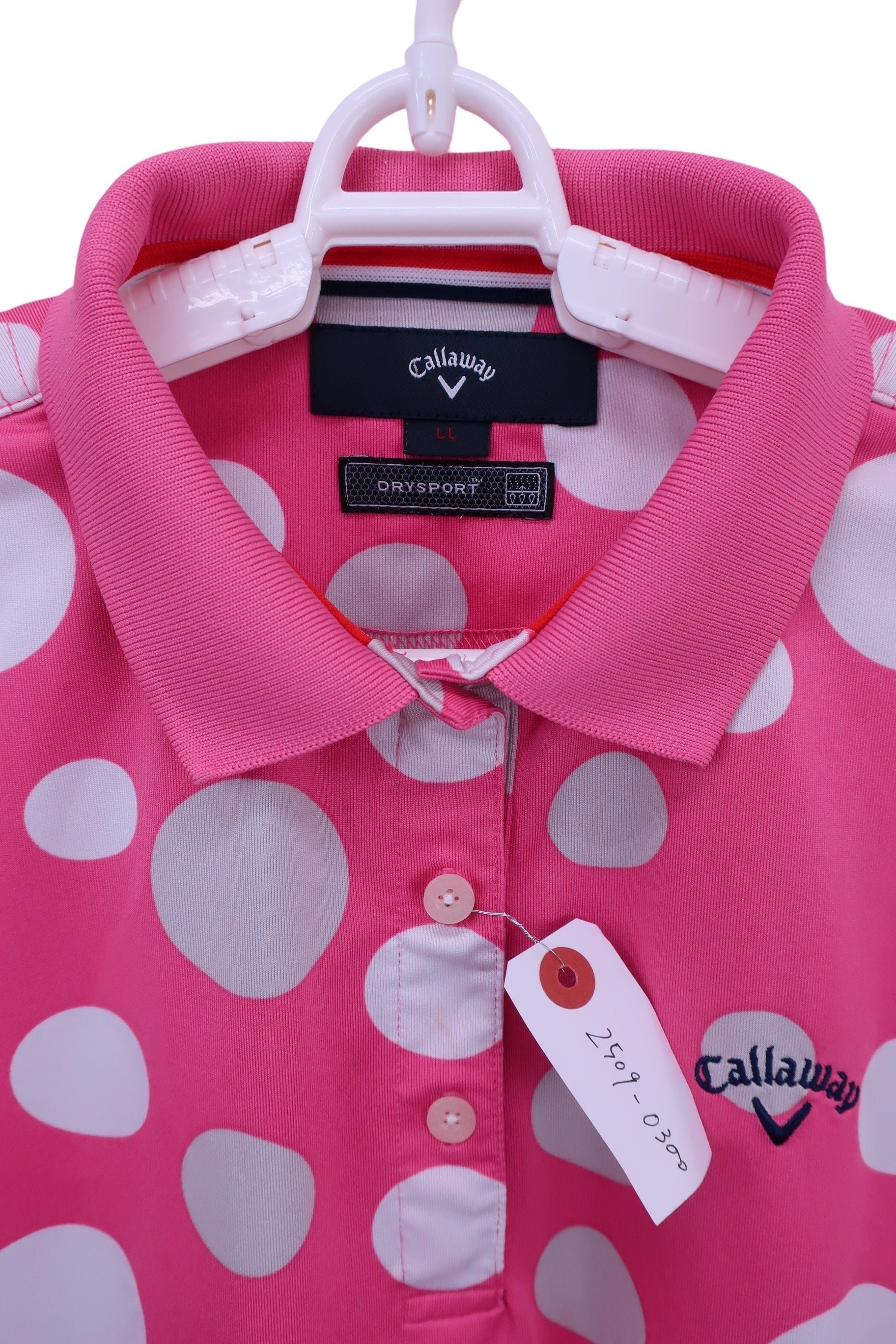 Callaway(キャロウェイ) ポロシャツ ピンク白水玉柄 レディース LL 241-151899 B
