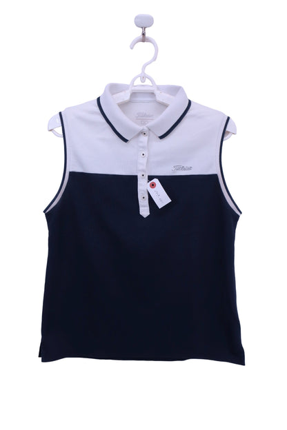 Titleist(タイトリスト) ノースリーブポロシャツ 白ネイビー レディース LL B