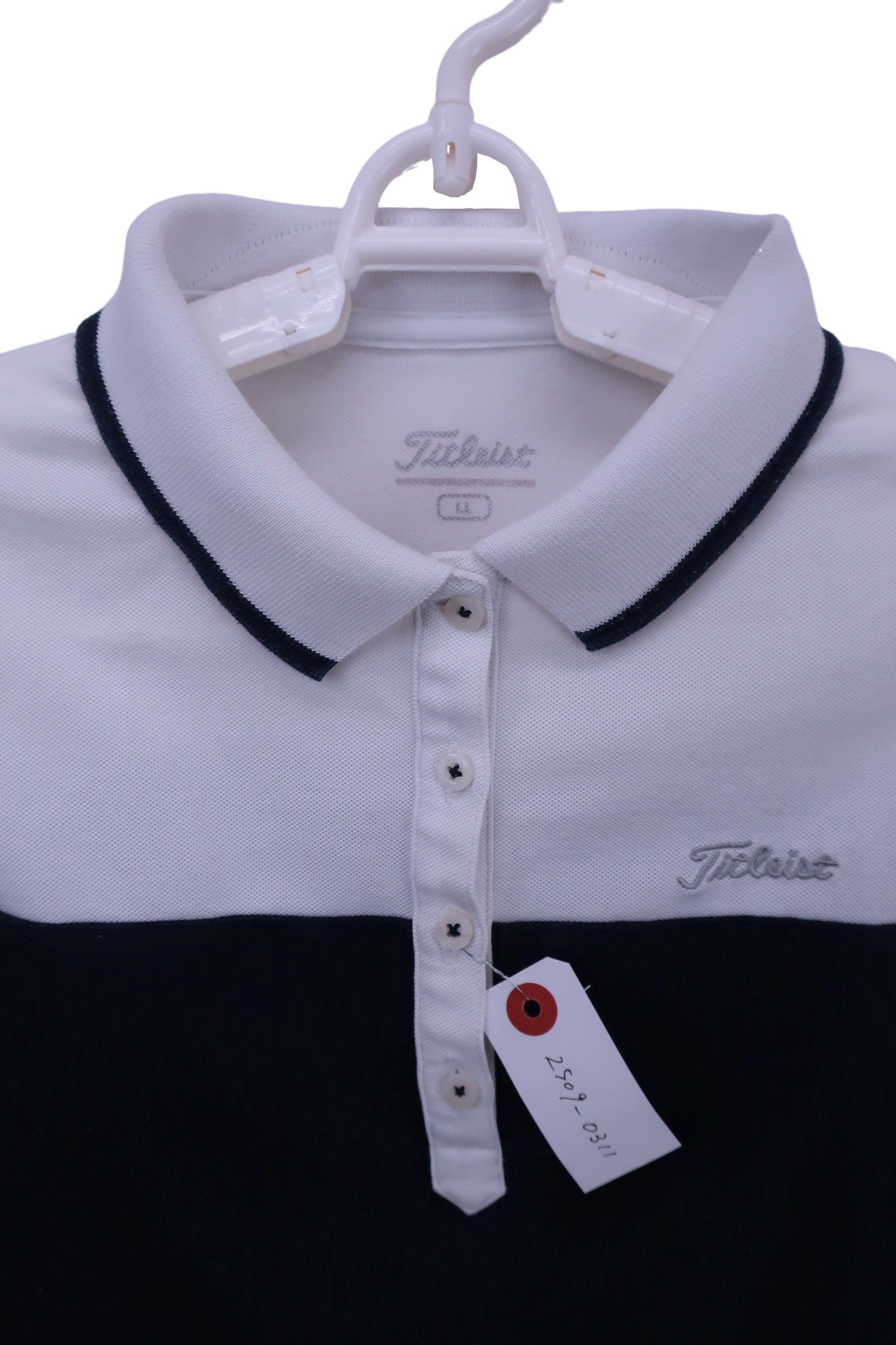 Titleist(タイトリスト) ノースリーブポロシャツ 白ネイビー レディース LL B
