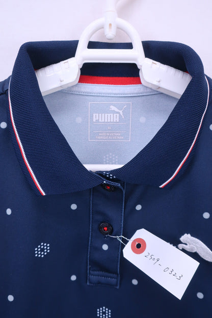 PUMA GOLF(プーマゴルフ) ポロシャツ ネイビー白ドット柄 レディース XL B