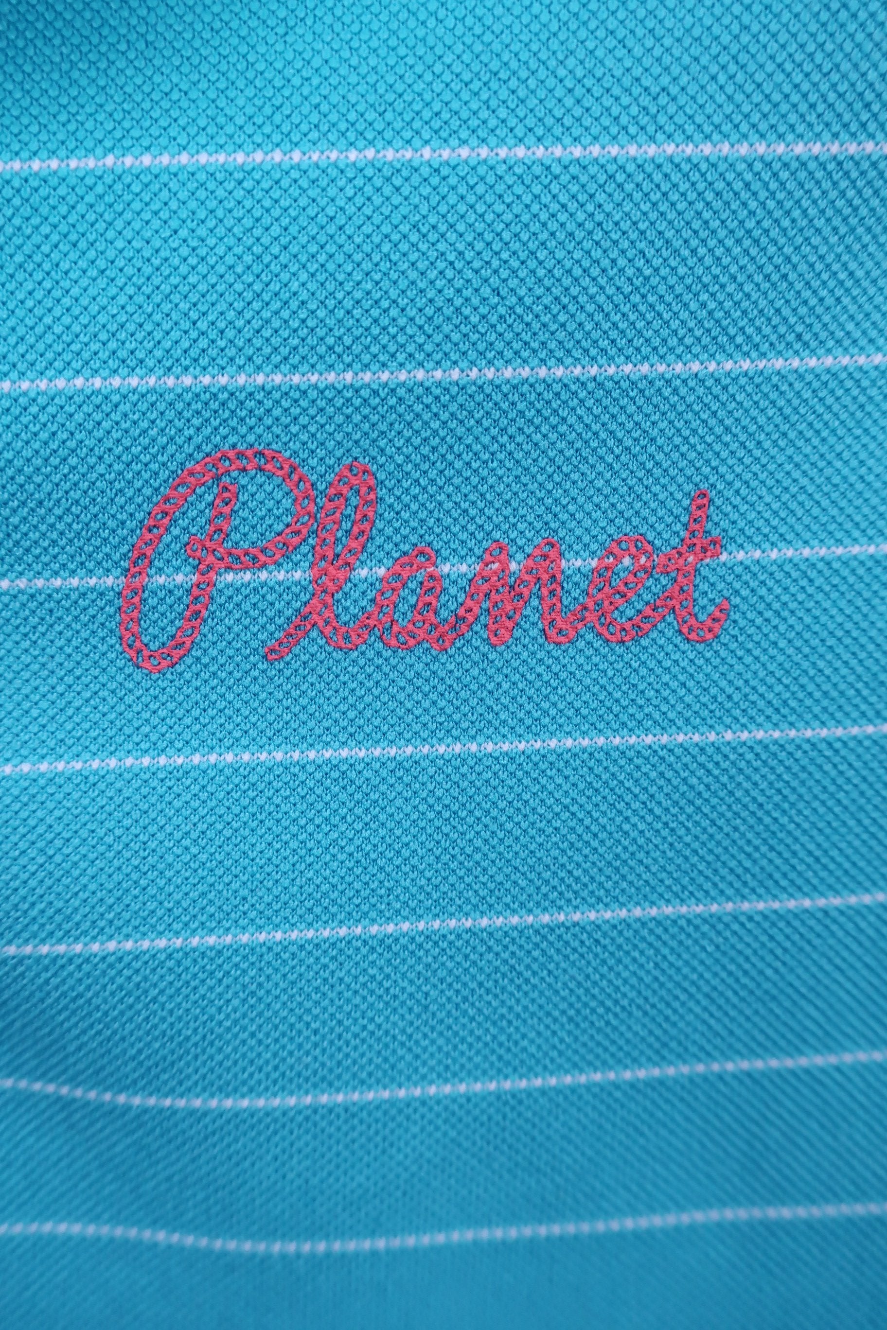 Planet Golf(プラネットゴルフ) ポロシャツ 水色白ボーダー レディース L A