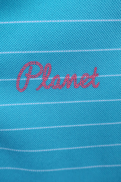 Planet Golf(プラネットゴルフ) ポロシャツ 水色白ボーダー レディース L A