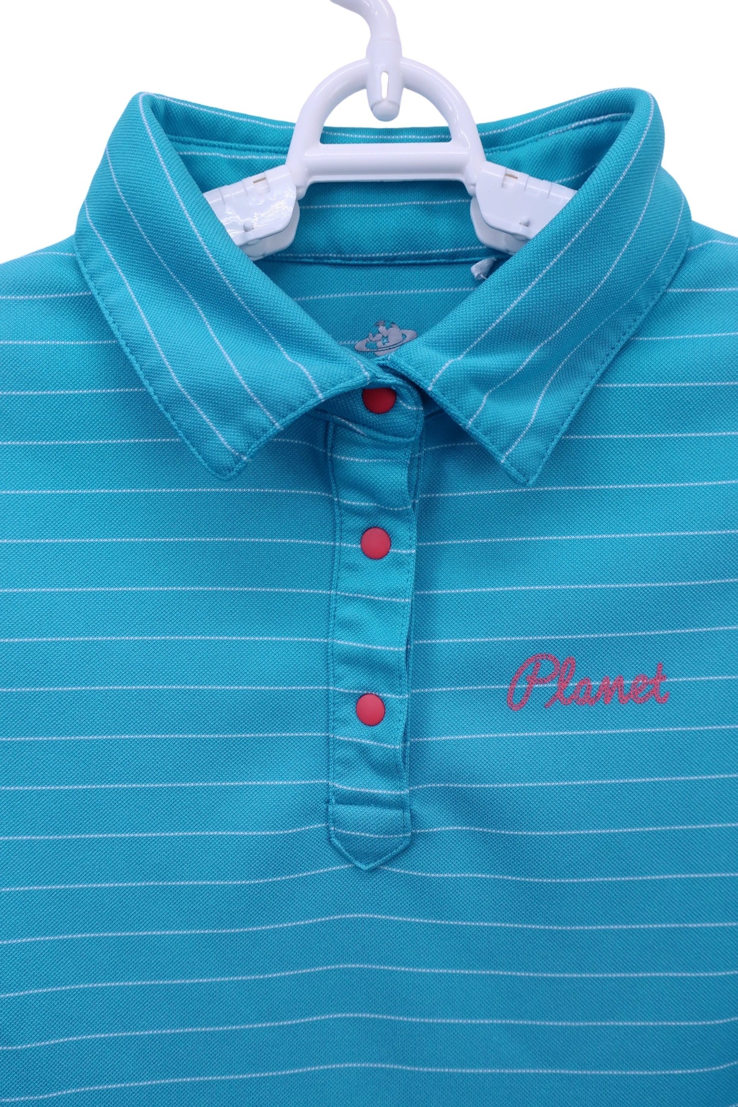 Planet Golf(プラネットゴルフ) ポロシャツ 水色白ボーダー レディース L A