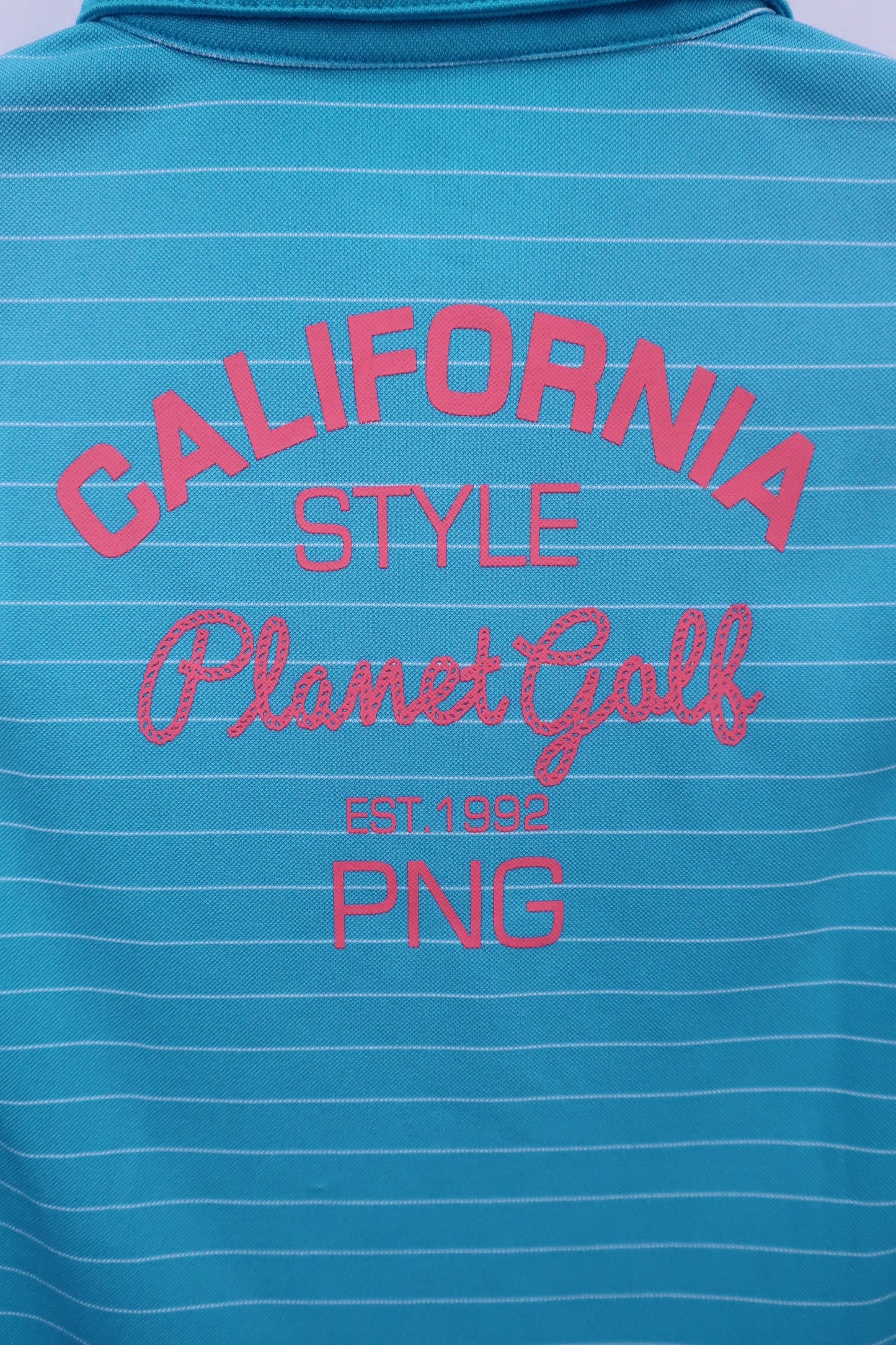 Planet Golf(プラネットゴルフ) ポロシャツ 水色白ボーダー レディース L A