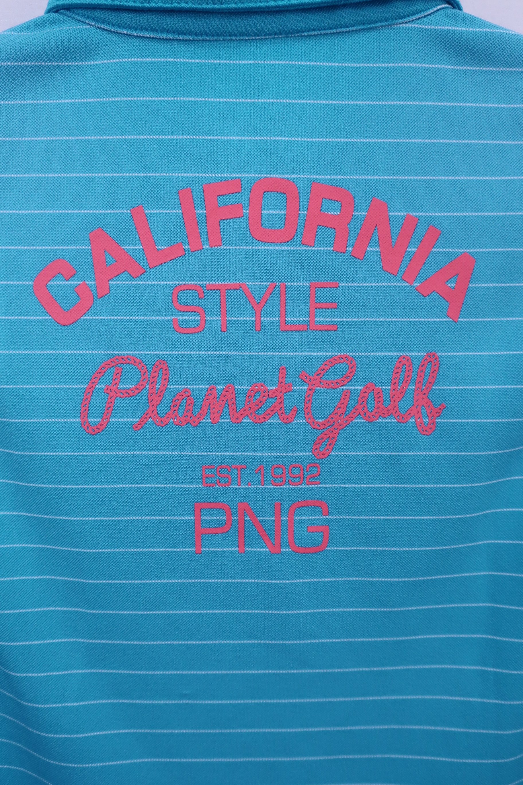 Planet Golf(プラネットゴルフ) ポロシャツ 水色白ボーダー レディース L A