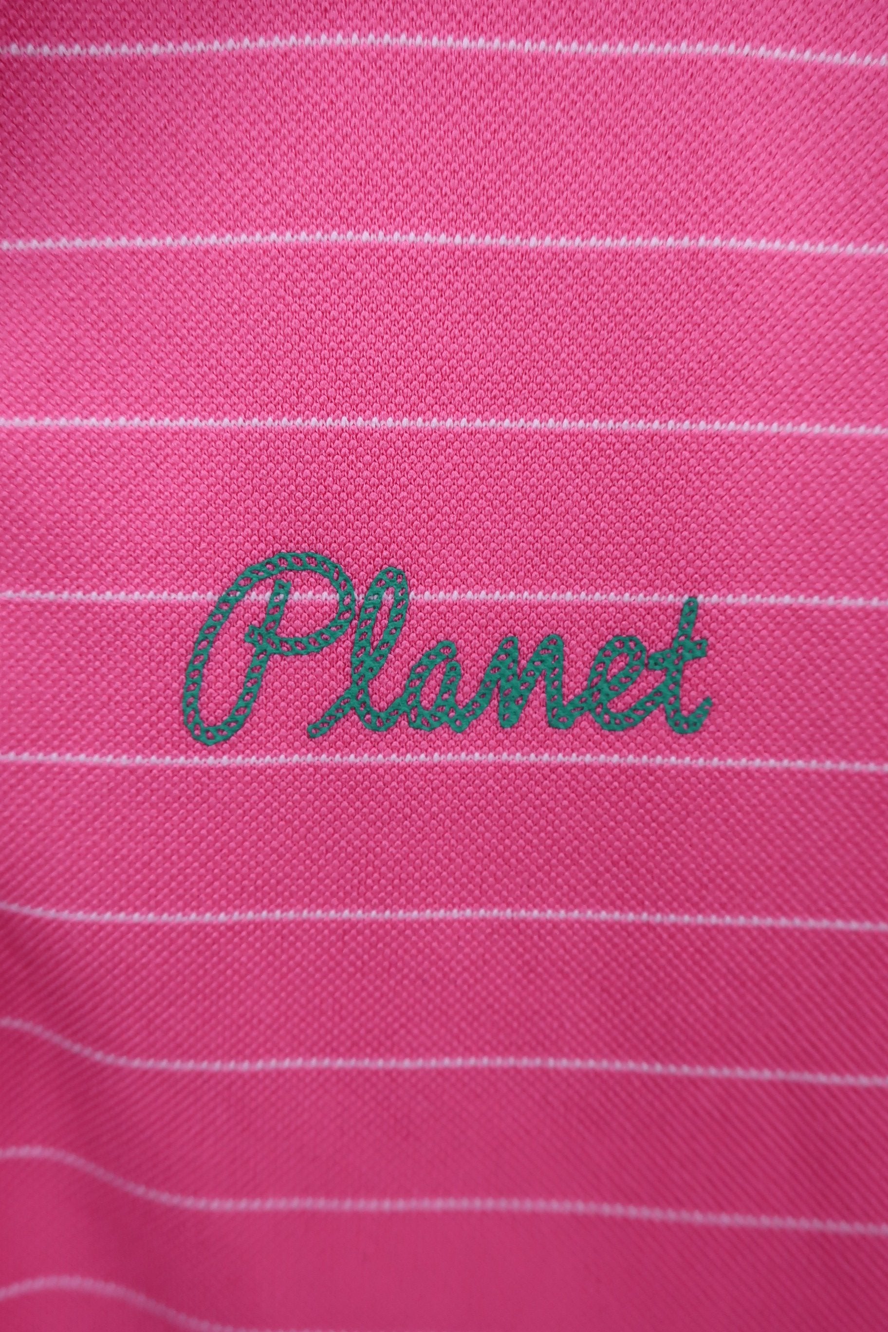 Planet Golf(プラネットゴルフ) ポロシャツ ピンク白ボーダー レディース L A