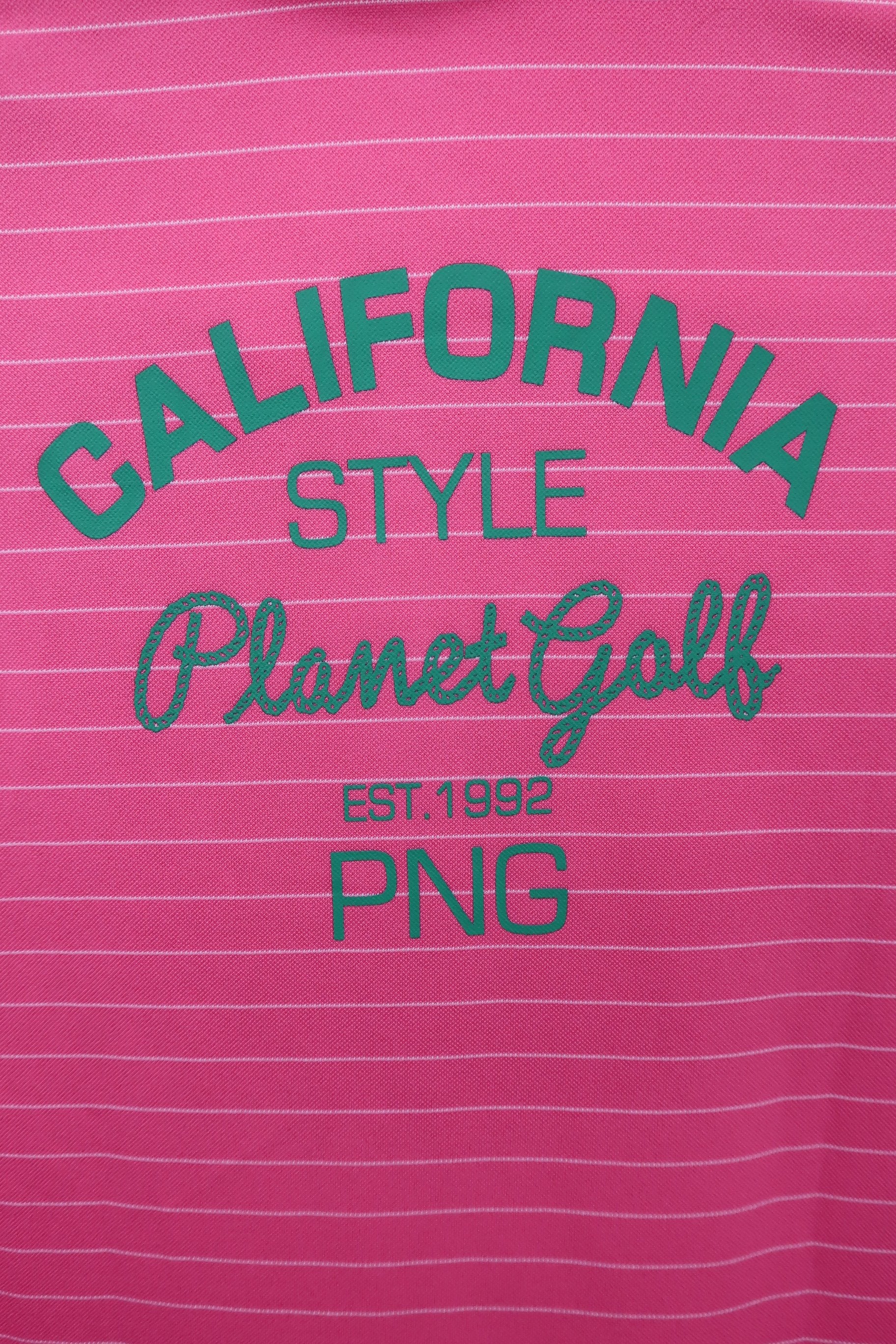 Planet Golf(プラネットゴルフ) ポロシャツ ピンク白ボーダー レディース L A