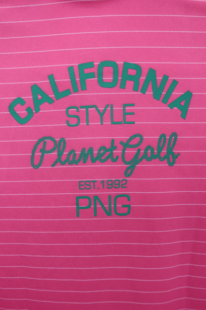 Planet Golf(プラネットゴルフ) ポロシャツ ピンク白ボーダー レディース L A