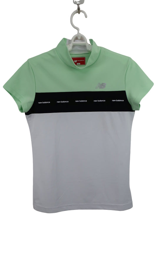 New Balance golf(ニューバランスゴルフ) 半袖モックネックシャツ エメラルドグリーン黒白 レディース 1 A