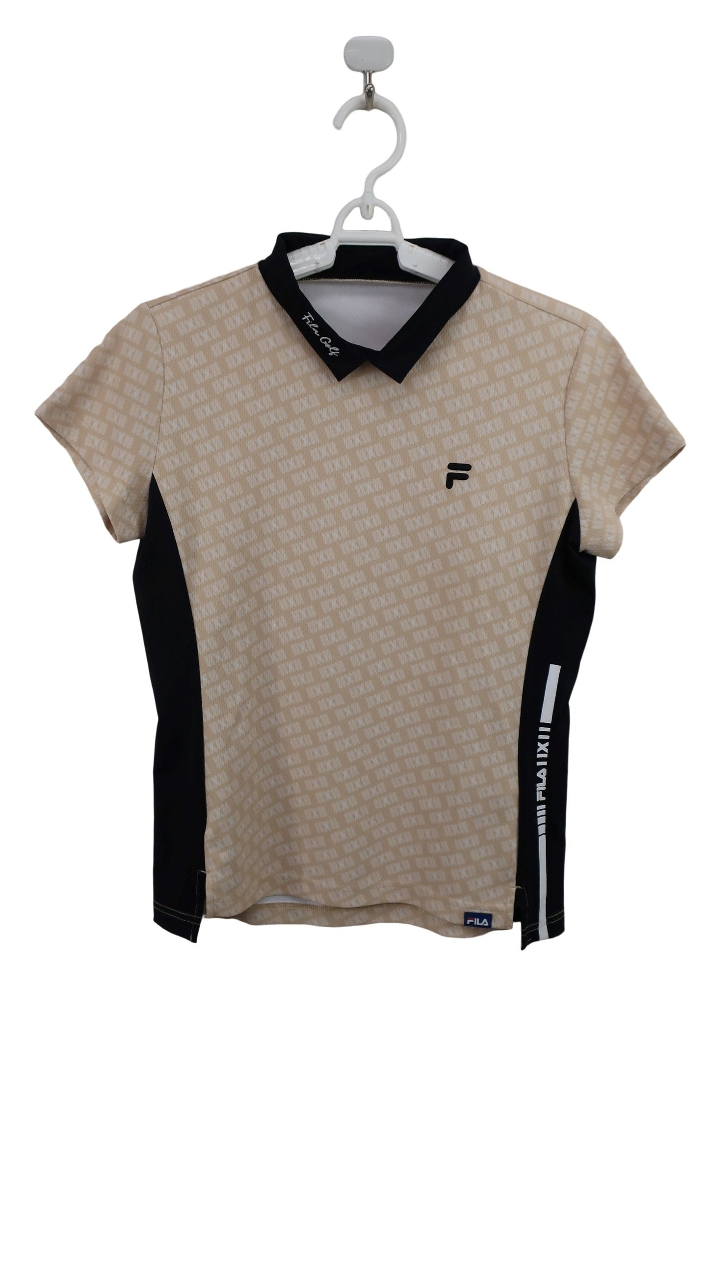 FILA GOLF(フィラゴルフ) ポロシャツ ベージュロゴ柄 レディース M A