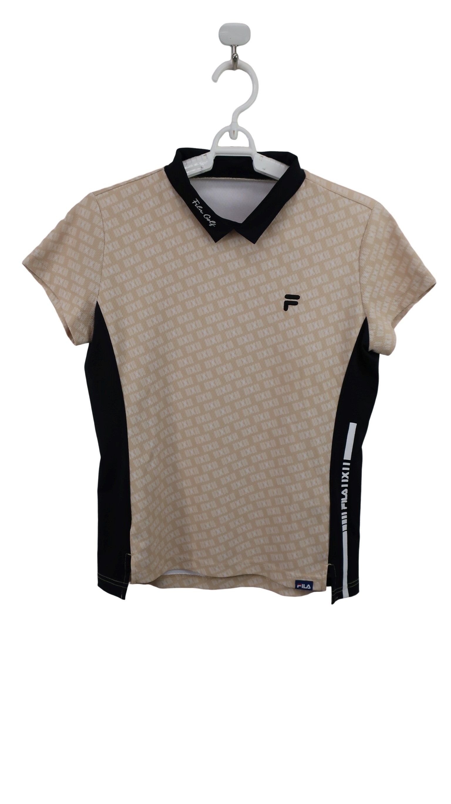 FILA GOLF(フィラゴルフ) ポロシャツ ベージュロゴ柄 レディース M A
