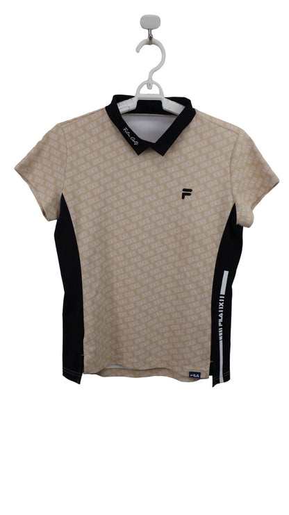 FILA GOLF(フィラゴルフ) ポロシャツ ベージュロゴ柄 レディース M A