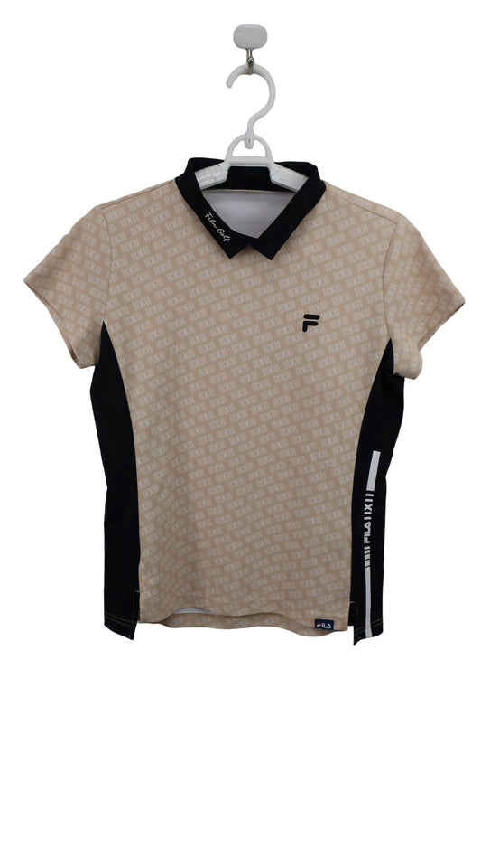 FILA GOLF(フィラゴルフ) ポロシャツ ベージュロゴ柄 レディース M A