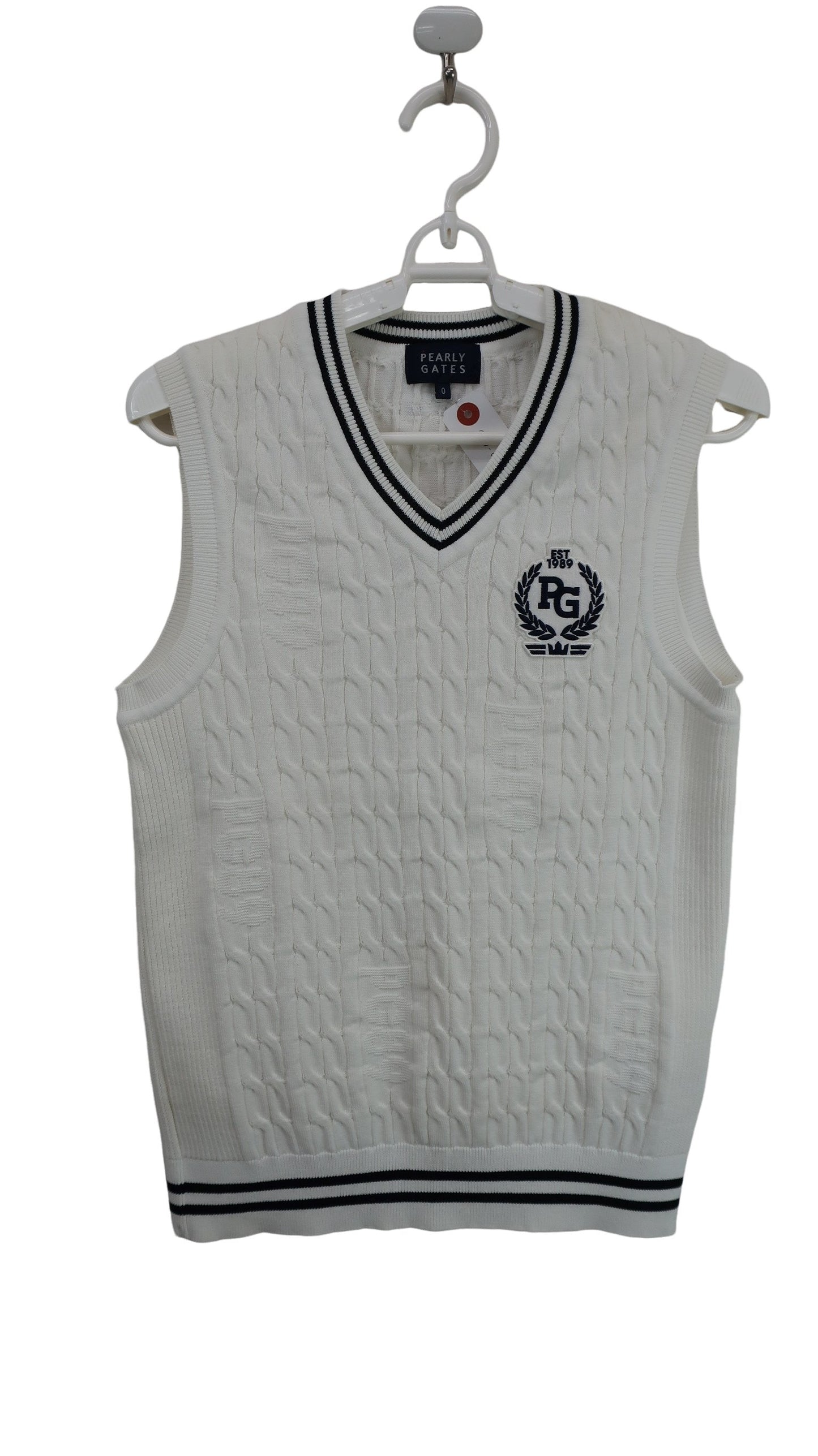 PEARLY GATES(パーリーゲイツ) ニットベスト 白 レディース 0 055-1173302 A
