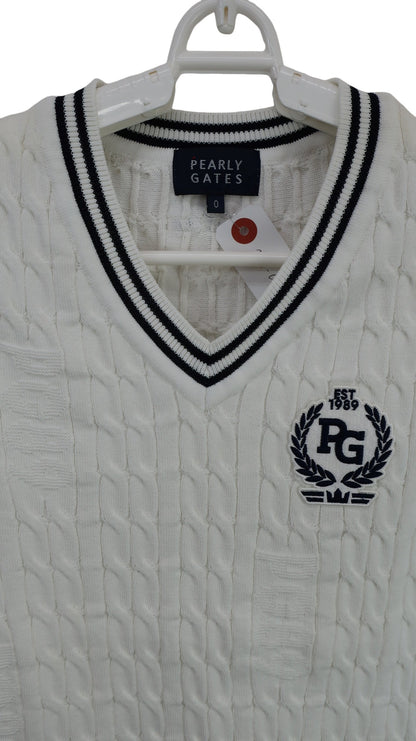 PEARLY GATES(パーリーゲイツ) ニットベスト 白 レディース 0 055-1173302 A