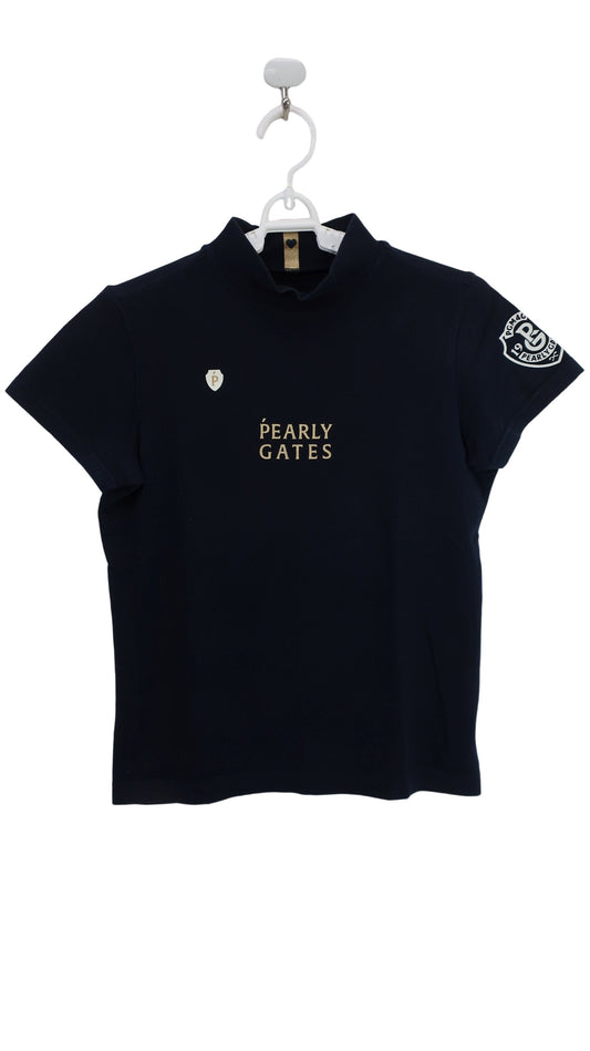 PEARLY GATES(パーリーゲイツ) 半袖モックネックシャツ ネイビー レディース 0 055-2167350 B