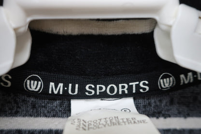 M.U SPORTS(エムユースポーツ) ハーフジップトレーナー 黒白ボーダー レディース F B
