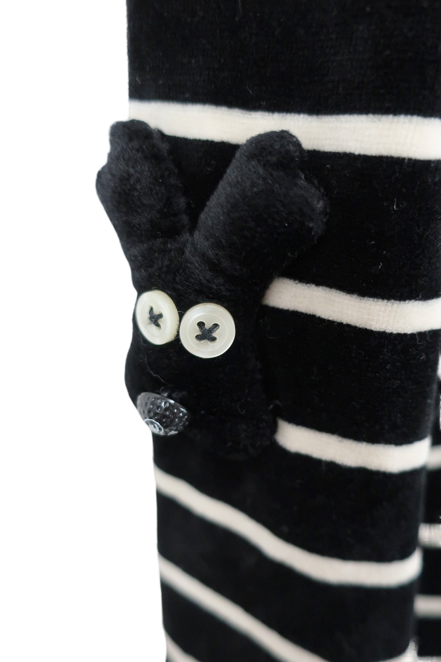 M.U SPORTS(エムユースポーツ) ハーフジップトレーナー 黒白ボーダー レディース F B