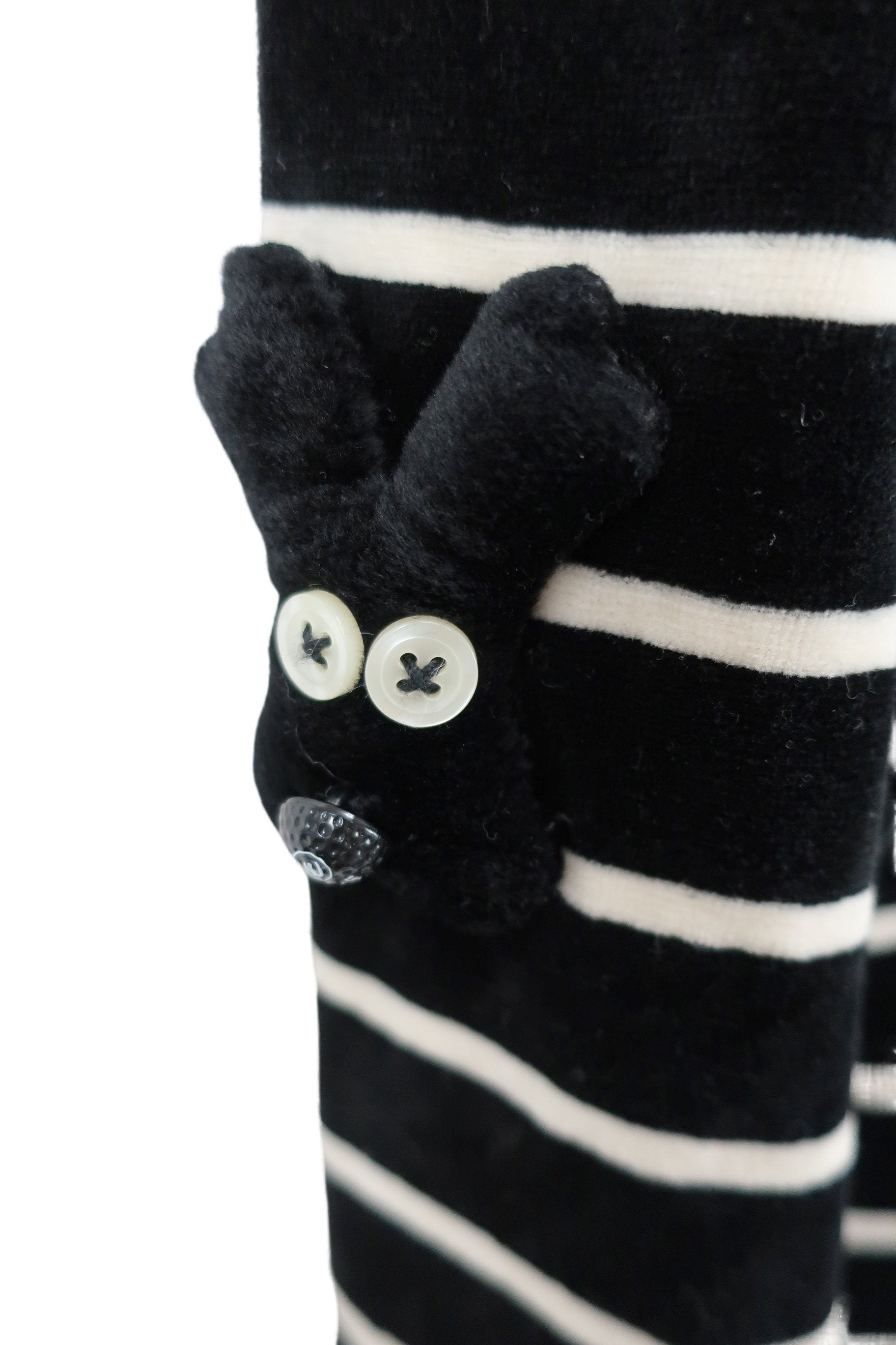 M.U SPORTS(エムユースポーツ) ハーフジップトレーナー 黒白ボーダー レディース F B