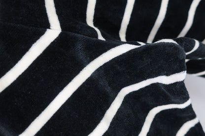 M.U SPORTS(エムユースポーツ) ハーフジップトレーナー 黒白ボーダー レディース F B