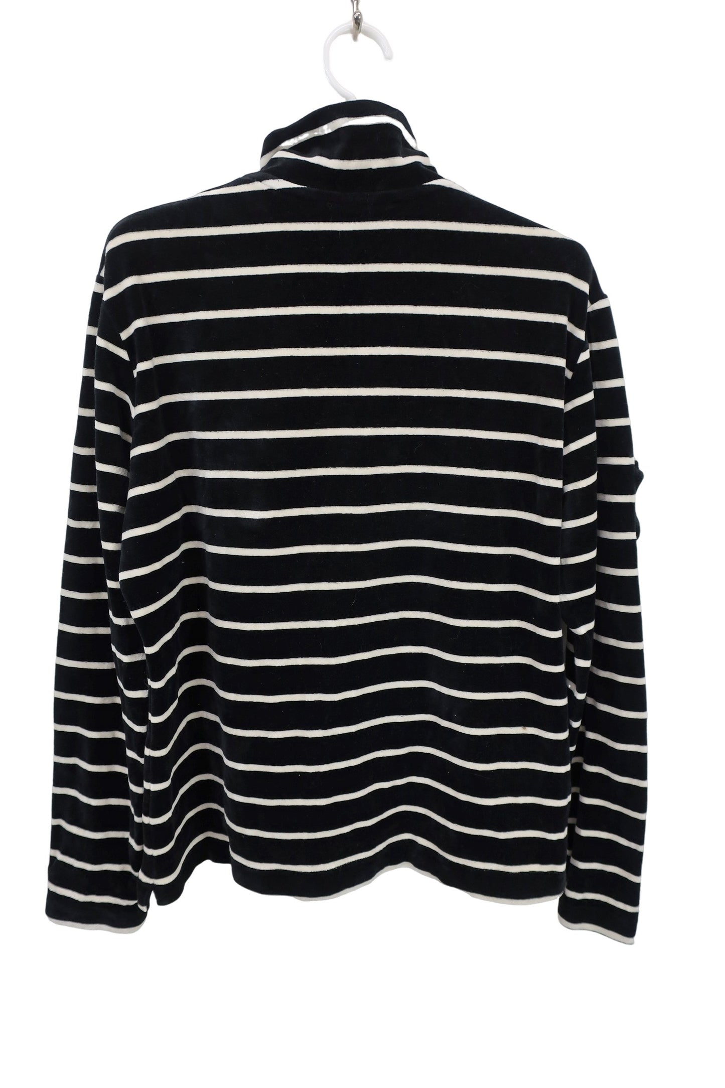 M.U SPORTS(エムユースポーツ) ハーフジップトレーナー 黒白ボーダー レディース F B