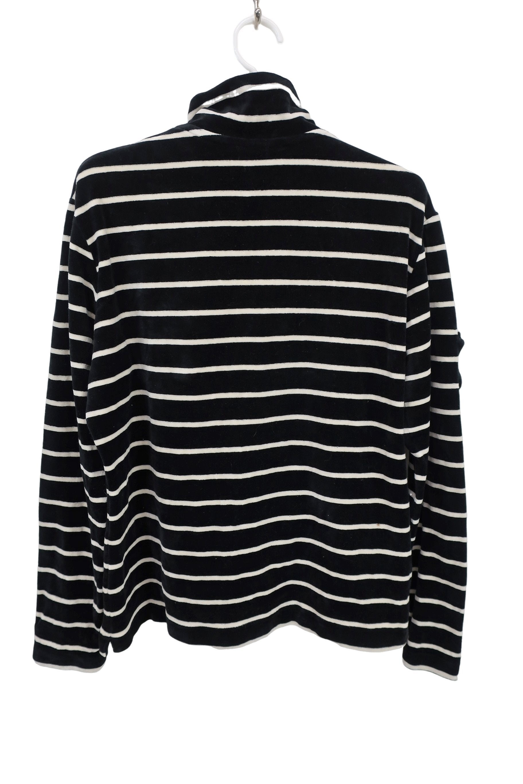 M.U SPORTS(エムユースポーツ) ハーフジップトレーナー 黒白ボーダー レディース F B