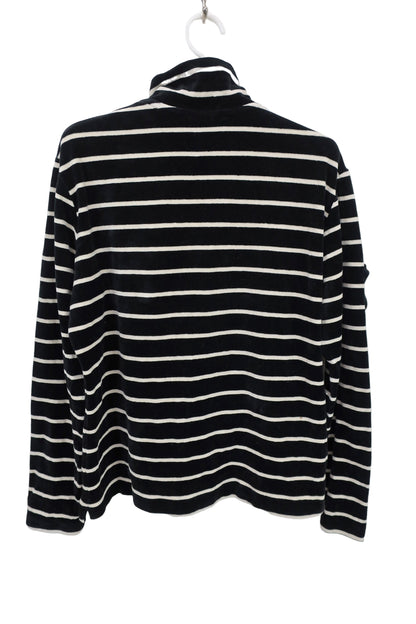 M.U SPORTS(エムユースポーツ) ハーフジップトレーナー 黒白ボーダー レディース F B