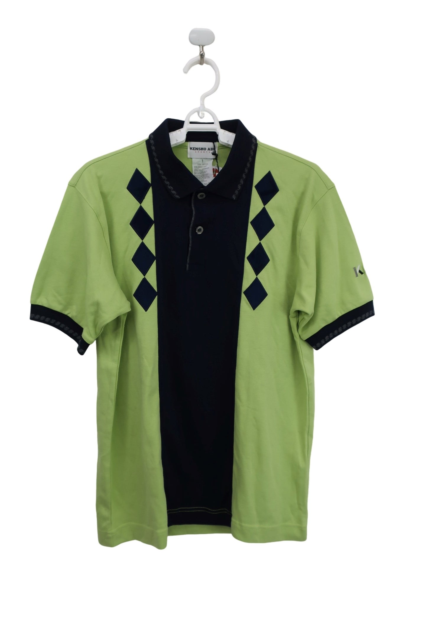 KENSHO ABE(ケンショーアベ) 半袖ポロシャツ 黄緑ネイビー レディース M 061-6703 N