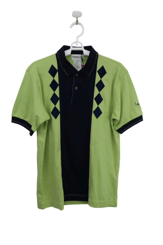 KENSHO ABE(ケンショーアベ) 半袖ポロシャツ 黄緑ネイビー レディース M 061-6703 N