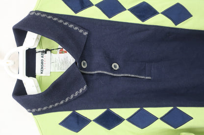 KENSHO ABE(ケンショーアベ) 半袖ポロシャツ 黄緑ネイビー レディース M 061-6703 N