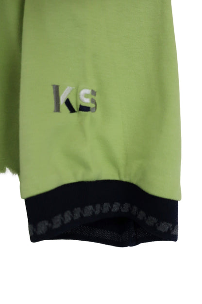 KENSHO ABE(ケンショーアベ) 半袖ポロシャツ 黄緑ネイビー レディース M 061-6703 N