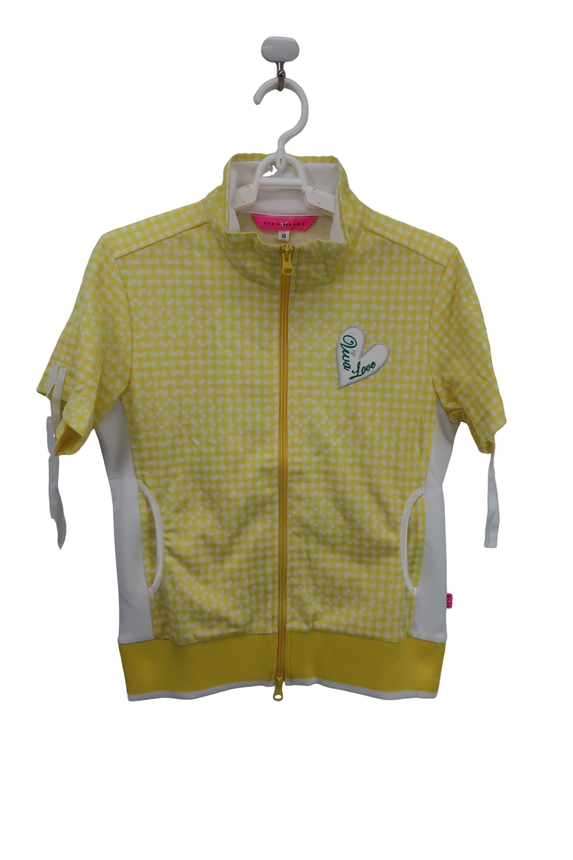 VIVA HEART(ビバハート) ジップアップトレーナー 黄色チェック レディース 40 N