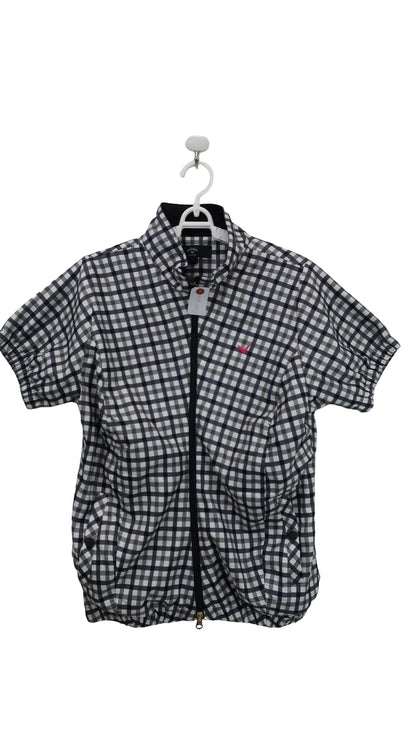 Callaway(キャロウェイ) 半袖フルジップナイロンジャケット 白黒チェック レディース L A