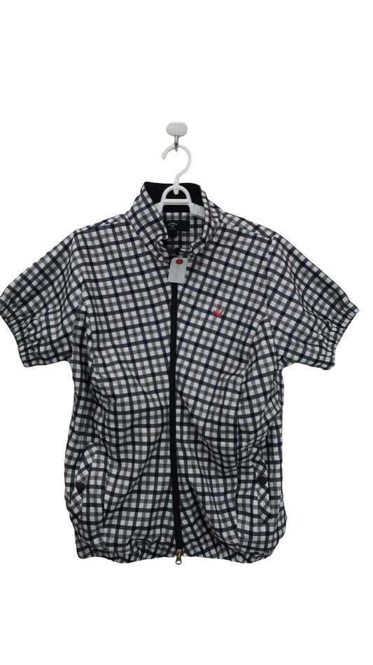 Callaway(キャロウェイ) 半袖フルジップナイロンジャケット 白黒チェック レディース L A