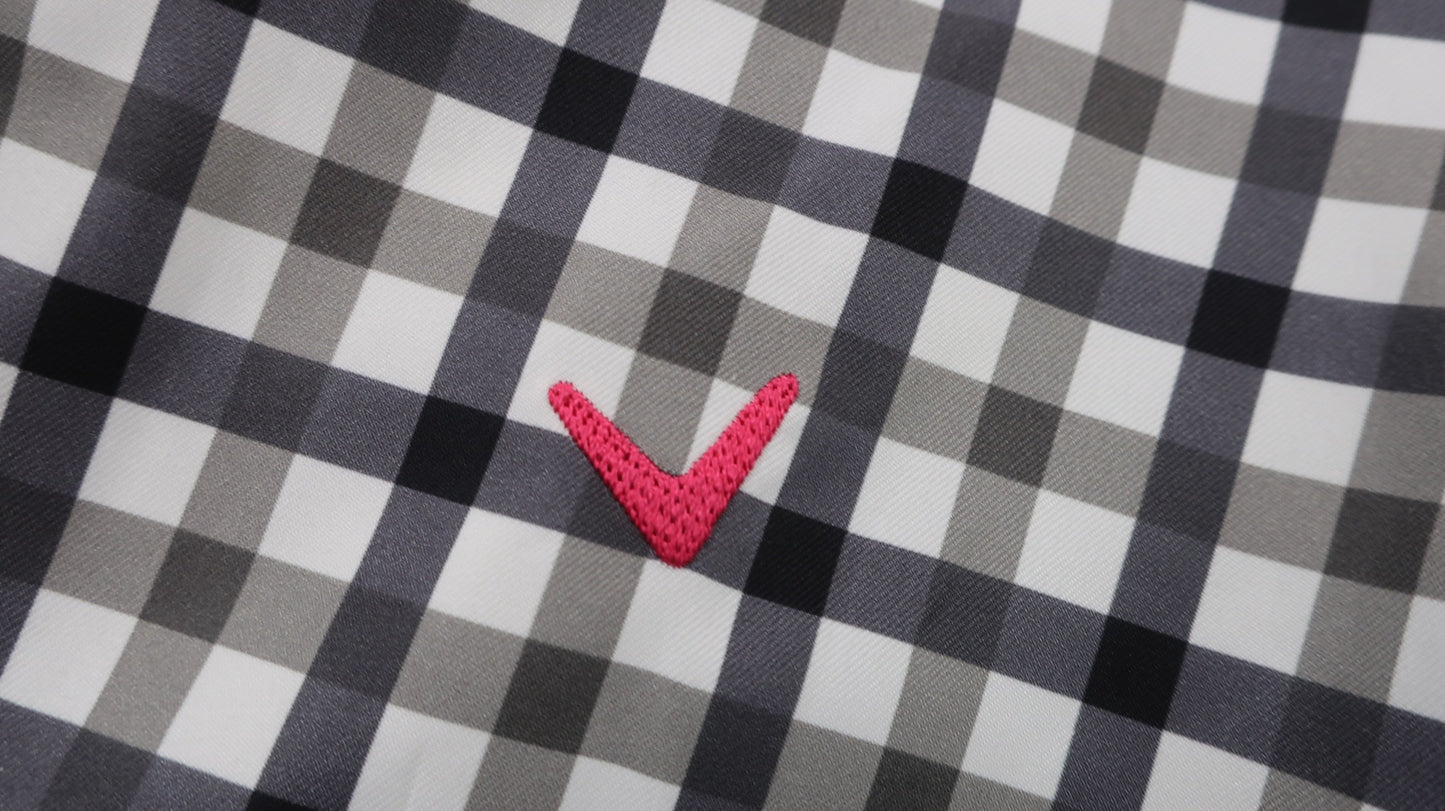 Callaway(キャロウェイ) 半袖フルジップナイロンジャケット 白黒チェック レディース L A