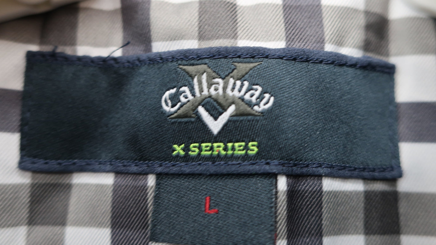 Callaway(キャロウェイ) 半袖フルジップナイロンジャケット 白黒チェック レディース L A