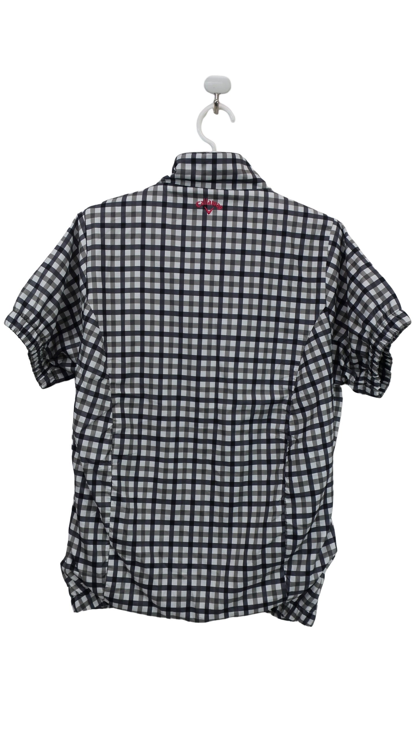 Callaway(キャロウェイ) 半袖フルジップナイロンジャケット 白黒チェック レディース L A